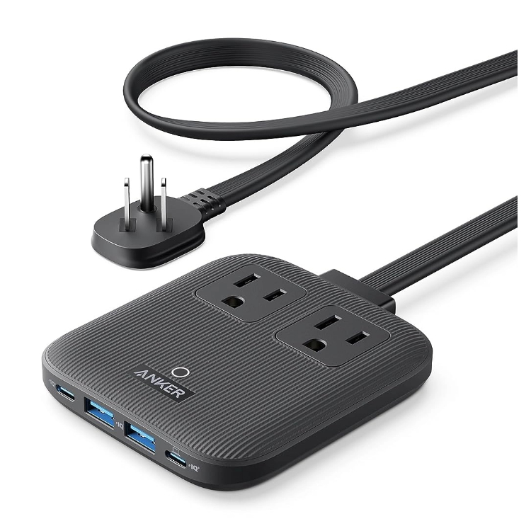 Anker 351 Power Bar with 12 outlets and 3 USB ports in a modern desk setup