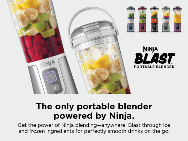 Ninja BC151BKC Blast 18oz 120-Watt Portable Blender unboxed on a modern kitchen countertop
