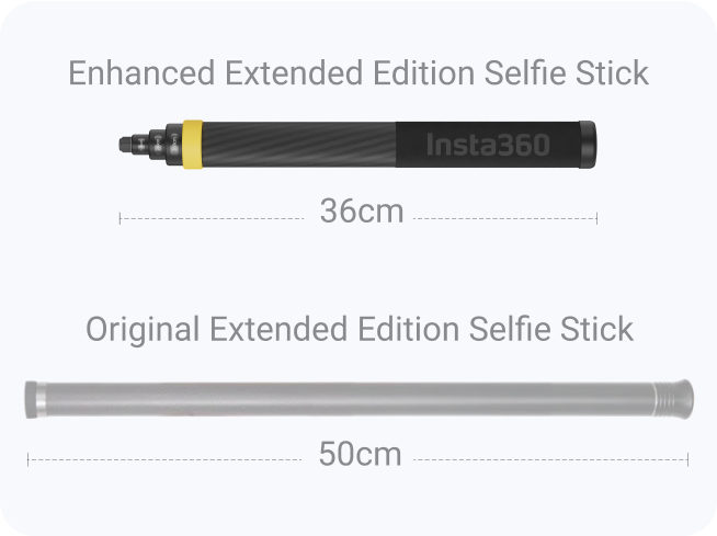 The Insta360 Extended Selfie Stick fully extended to its maximum 3-meter length, showing the tapered carbon fiber segments against an outdoor sky backdrop.