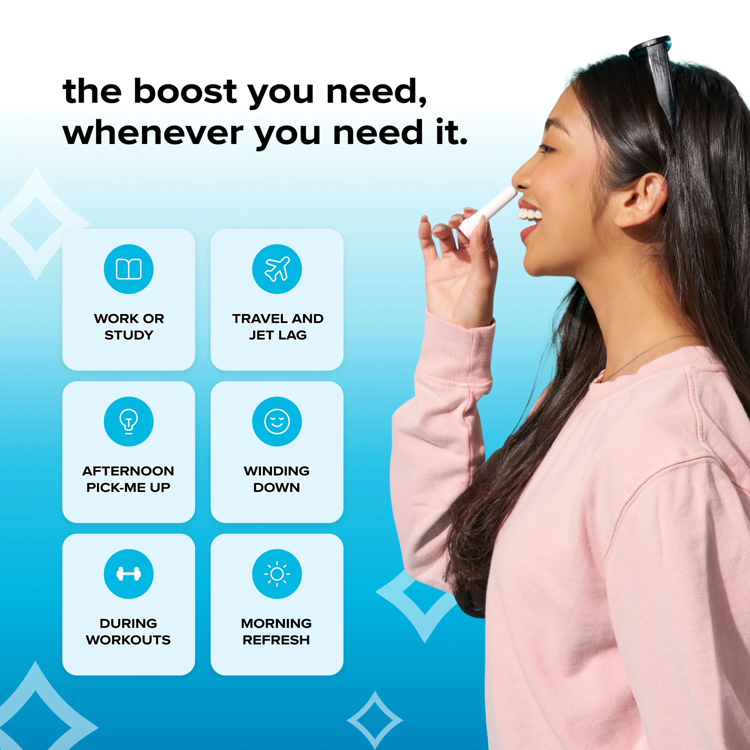 BoomBoom Aromatherapy Nasal Stick packaging featuring essential oil inhalers for refreshing nasal breathing.