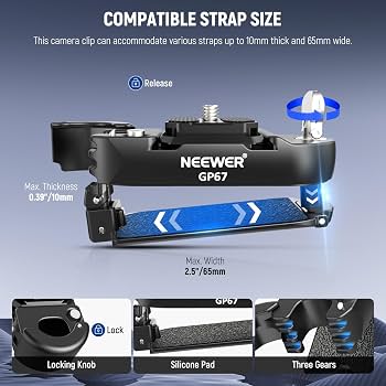 Camera Capture Clip Mount securely attached to a backpack shoulder strap for hands-free camera carrying