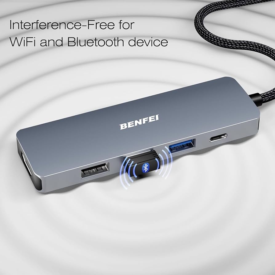 Compact USB-C to HDMI adapter dongle with a male USB-C connector on a short cable and a female HDMI port